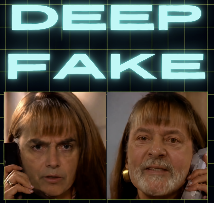 Rostos digitais representando deepfakes
